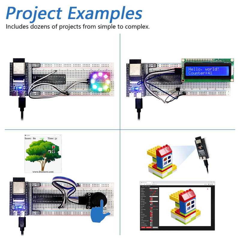 Freenove Ultimate Starter Kit for ESP32-S3 ESP32 S3 CAM (Included), Dual-core 32-bit 240 MHz Microcontroller, Onboard Camera Wireless, Python C Java, 783-Page Detailed Tutorial, 243 Items 116 Projects