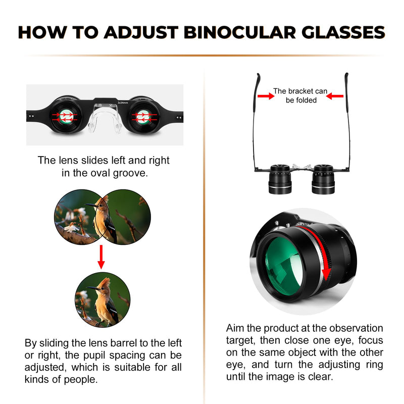[AUSTRALIA] - BIJIA 3X Opera Binocular Glasses,Hands-Free Lazy Glasses Binoculars Lightweight for Fishing,Bird Watching,Tv,Sports,Concerts,Theater,and Sightseeing,for Adults Men Women(Upgraded HD Green Film) 