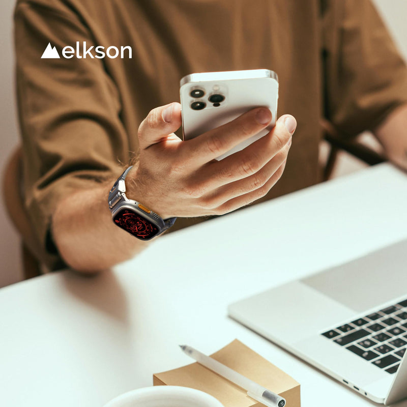 elkson Fusion Band for Apple Watch Ultra 3 2 1 49mm Series 11 10 46mm 9 45mm SE3 44mm – Stainless Steel Silicone Strap, Sweat-Resistant Breathable Secure Fit for Sports Work Travel Everyday Wear Black Stainless Steel / Black Silicone
