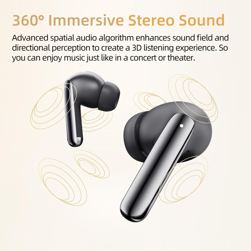 QCY MeloBuds Pro Aadptive Hybrid Active Noise Cancelling Wireless Earbuds, Reduce Noise by Up to 99%, Bluetooth 5.3 Wireless LDAC Hi-Res Audio, 34H Playtime, Comfortable Fit, Custom EQ via App Black