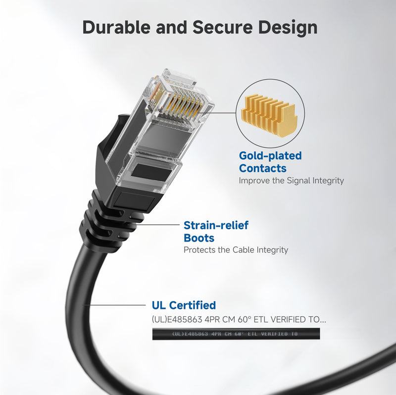 Cable Matters 10Gbps Snagless Short Cat 6 Ethernet Cable 7 ft (Cat 6 Cable, Cat6 Cable, Internet Cable, Network Cable) in Black