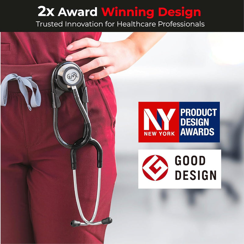 Stethoscope Holder Kit – Hip Clip with Rotating Clip for Neck Pain Relief + 3 BONUSES: Stethoscope AirTag Holder, Stethoscope Replacement Covers/Ear Pieces (Classic III & IV), and Bag Hanger Black
