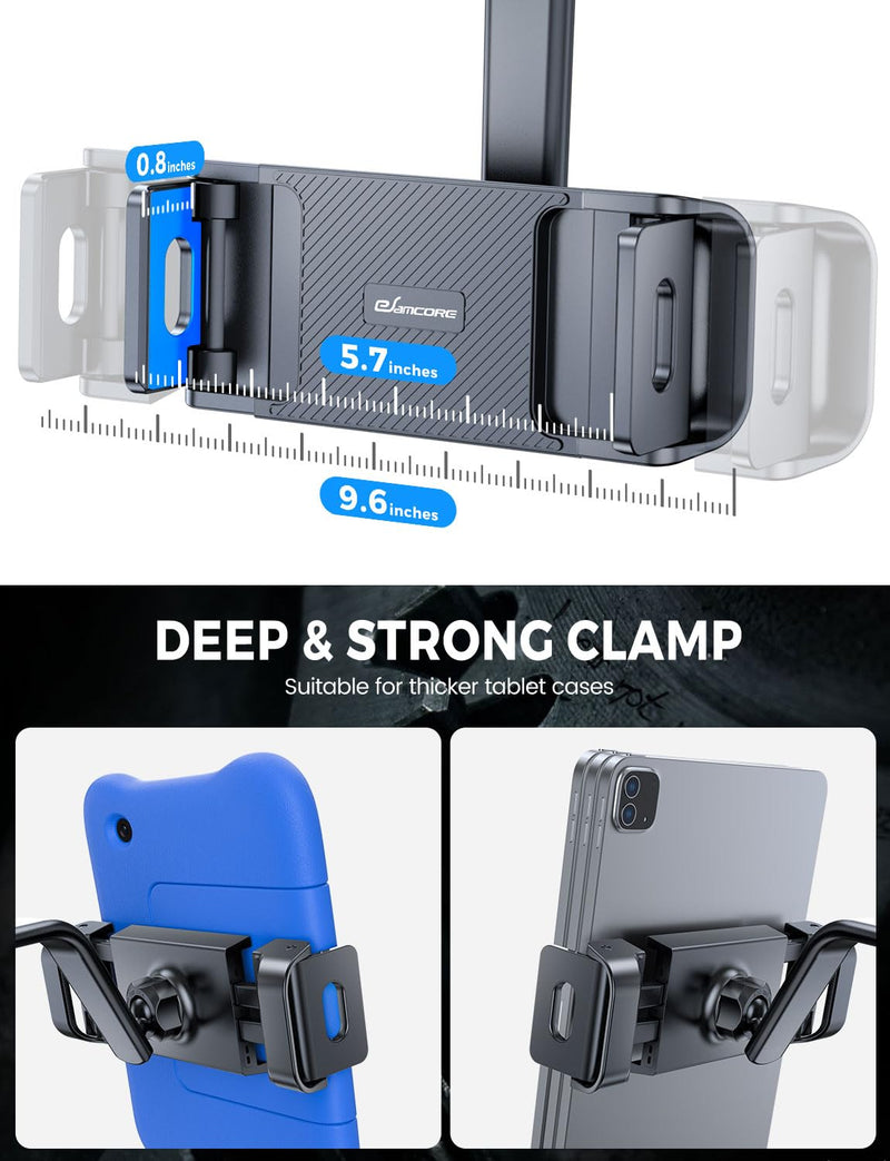 eSamcore Tablet Holder for Car Dashboard, Windshield Mount Holder for iPad & Foldable Phone Stand with Stable 360° Adjustable Clamp Car Gadgets & Accessories for iPad Air Pro Mini All 6”-11” Devices