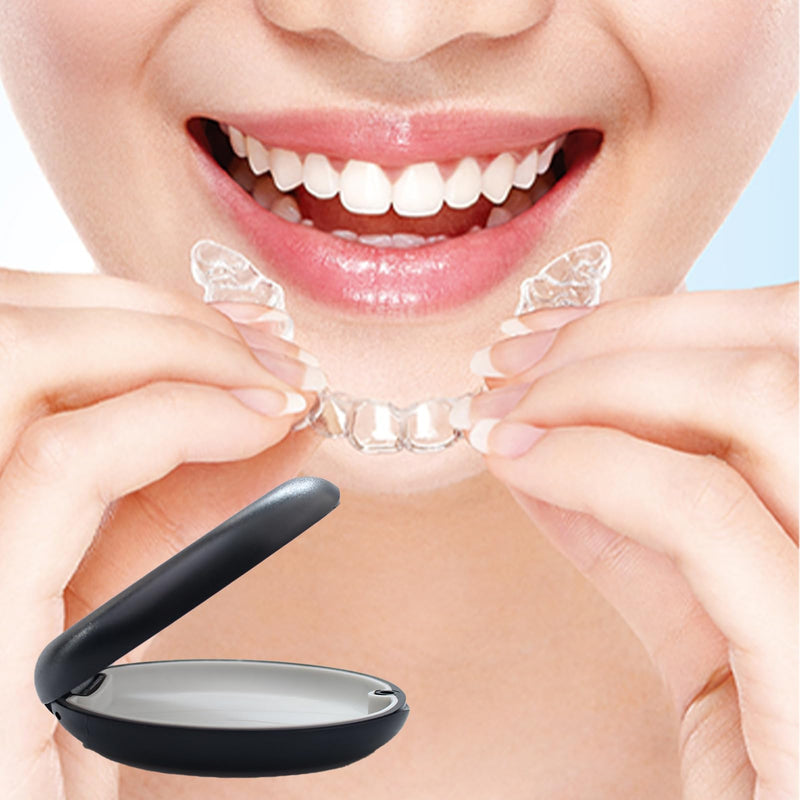 1 piece braces box, denture box, denture container, KFO box, braces box, box for dentures, denture container, for travel and daily use (black)