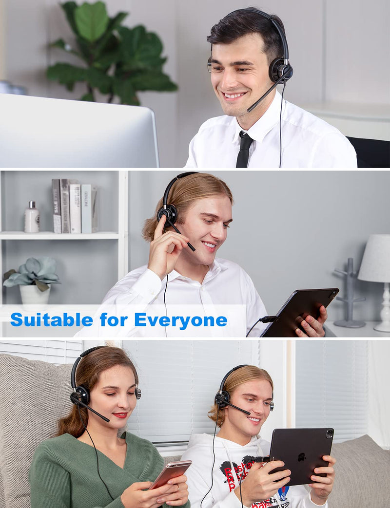 [AUSTRALIA] - New Bee USB Headset with Microphone for PC, Computer Headset with in-line Mute Volume Control Wired Headset for Laptop, Skype, Zoom, Call Center, Meetings, Webinar, Home 