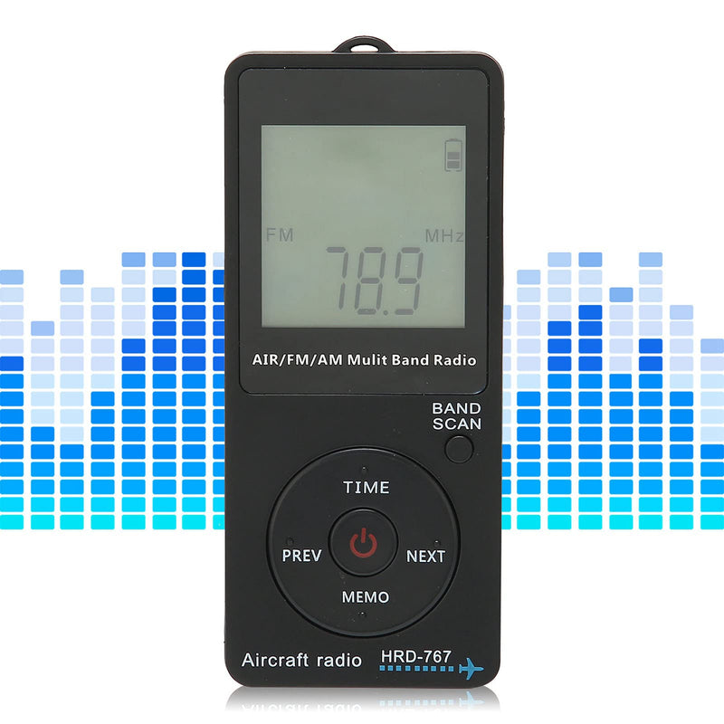 [AUSTRALIA] - Mini Aviation Band Radio Built in 400MAH Lithium Battery, FM AM AIR Radio with Earphone, Orange Backlight LCD Dispaly, Support Automatic Storage and Search 