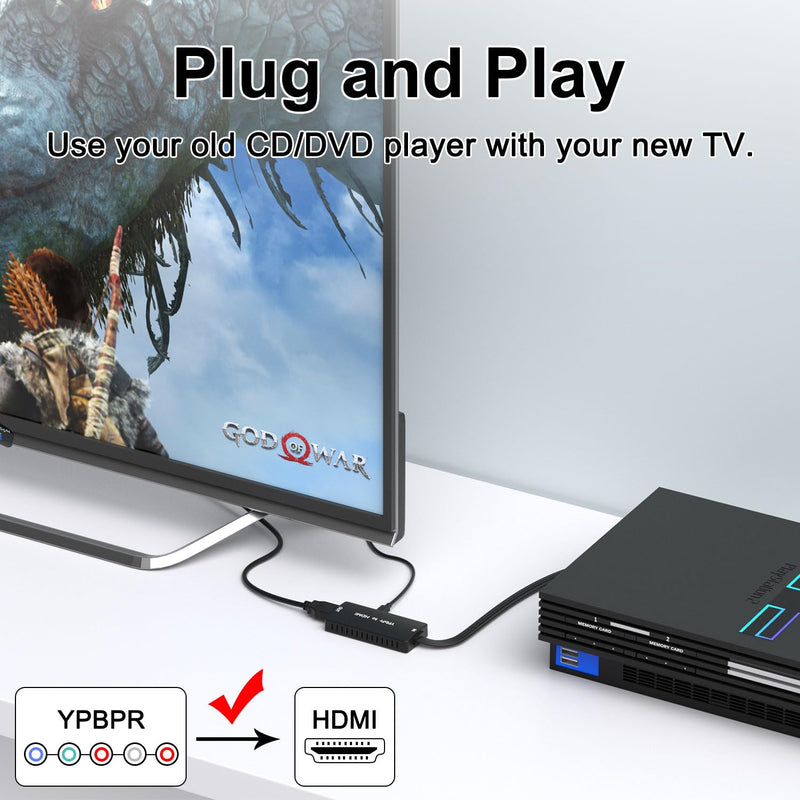 [AUSTRALIA] - Dingsun Component to HDMI Converter, YPbPr/RGB+R/L to HDMI Converter Adapter, Support 720P/ 1080P for DVD, VSH, Blu-Ray Player, Wii, PS2/PS3, Xbox 360, Gamecube and More (Female) 