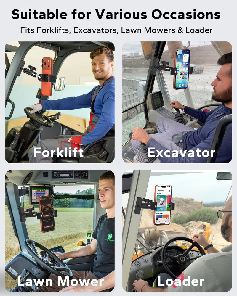 GDZN Upgraded Magnetic Tractor Forklift Excavator Phone Holder, Metal Arm | Strong Magnet, Anti-Vibration, Mounts on Front Loader, Freely Adjustable, for iPhone 17 16 15, Galaxy, 4-7" Smartphone