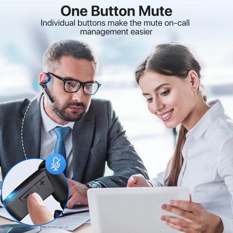 Bluetooth Headset, Wireless Headset with Microphone, V5.2 Bluetooth Earpiece with 400 mAh Display Charging Case 55H Playtime, ENC Noise Cancelling,Hand-Free Headphones for Trucker, Office