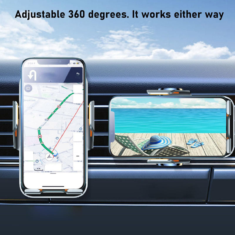 Wireless Car Charger, C11 2 in 1 Fast Charging Auto Clamping Car Charger Phone Holder, 360 Degree Rotation, Strong Clamping, Hands Free Fit for 4.7 in to 7 in Phones (C11)