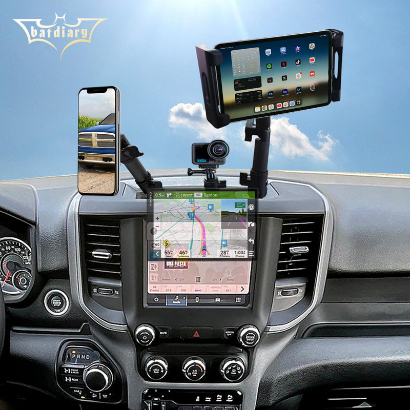 Ram 1500 Magnetic Phone Mount Compatible with 2013-2018 Dodge Ram 1500 2500 & 2019+ Ra m 1500 Classic Accessories Metal Cell Phone Holder Dash Platform Mount(No-Drill Installation) 8.4 Inch Screen