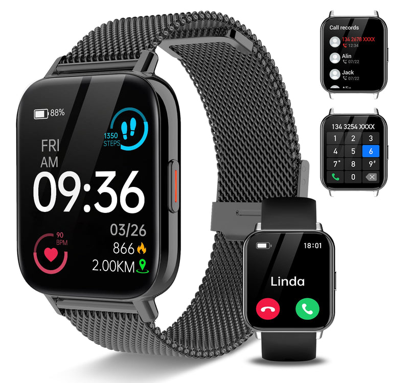 Smart Watches for Women,1.83"&1.85" HD Watch with Calls and Messages/Heart Rate/Sleep/Female Cycle,Fitness Tracker Smartwatch for Android/iOS Compatible,Rose Gold & Black