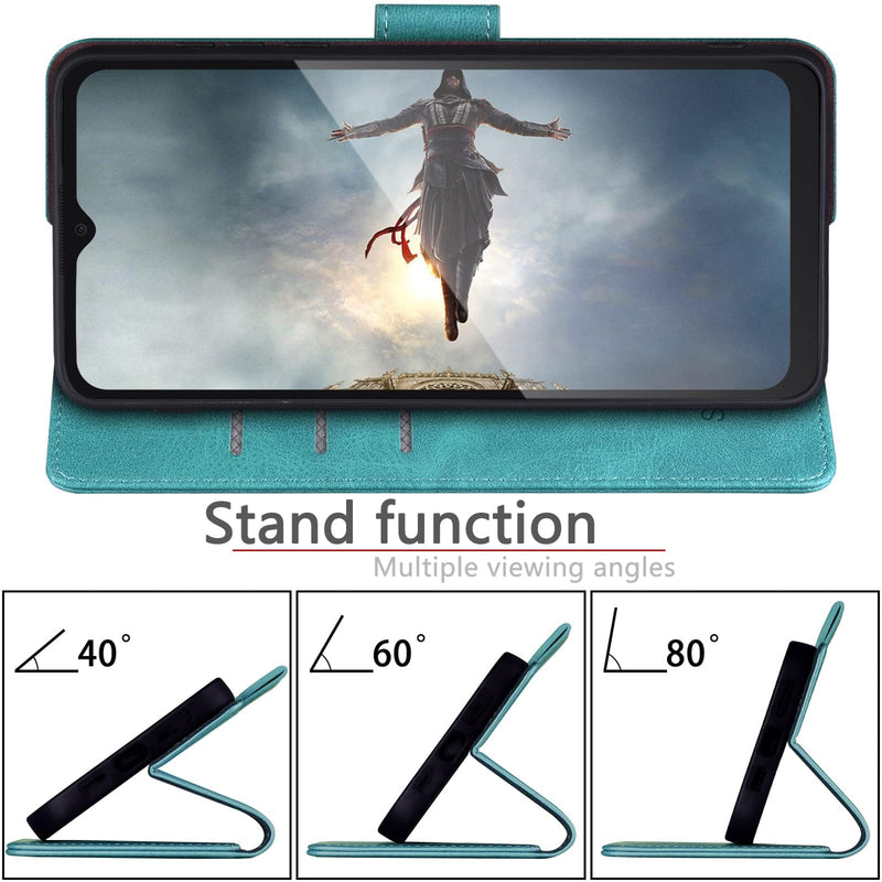 SUANPOT for Samsung Galaxy A15 5G Wallet case with RFID Blocking Credit Card Holder,Flip Book PU Leather Protective Cover Women Men for Samsung A15 Phone case Blue Green