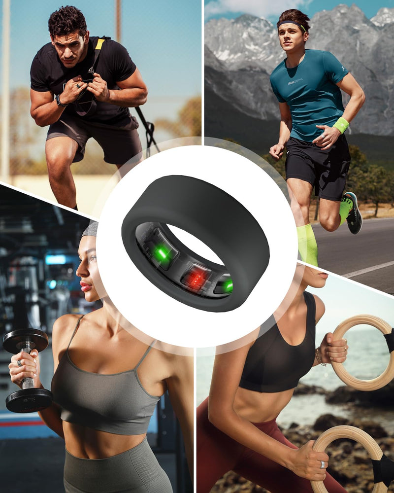 Silicone Ring Cover Compatible with Oura Ring Protector, Elastic Case for Oura Ring Gen 4/3 Working Out - Patent Protected (Black+Transparent, S for 678910) Black+Transparent