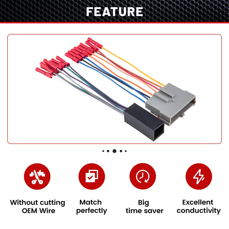 RED WOLF Stereo Harness w/Wire Connector Butt Amplifier Integration Fit for 1986-2000 Ford Mustang Explorer F150/250, Lincoln Town, Mercury Radio Connector Adapter Premium Mach Sound System