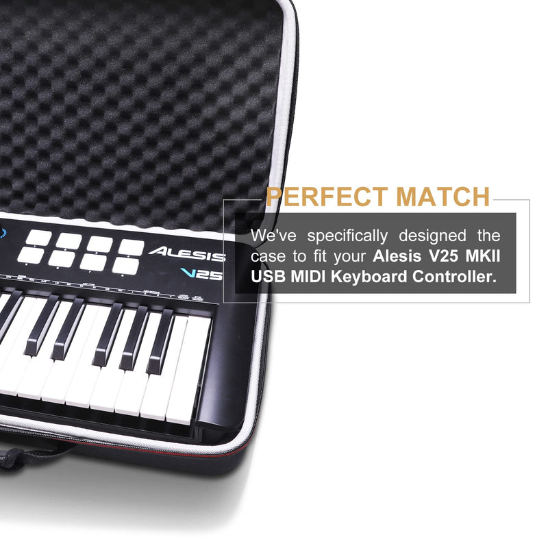 LTGEM Controller Case for Alesis V25 MKII USB MIDI Keyboard Controller Hard Storage Travel Protective Carrying Bag Alesis V25 MKII Case
