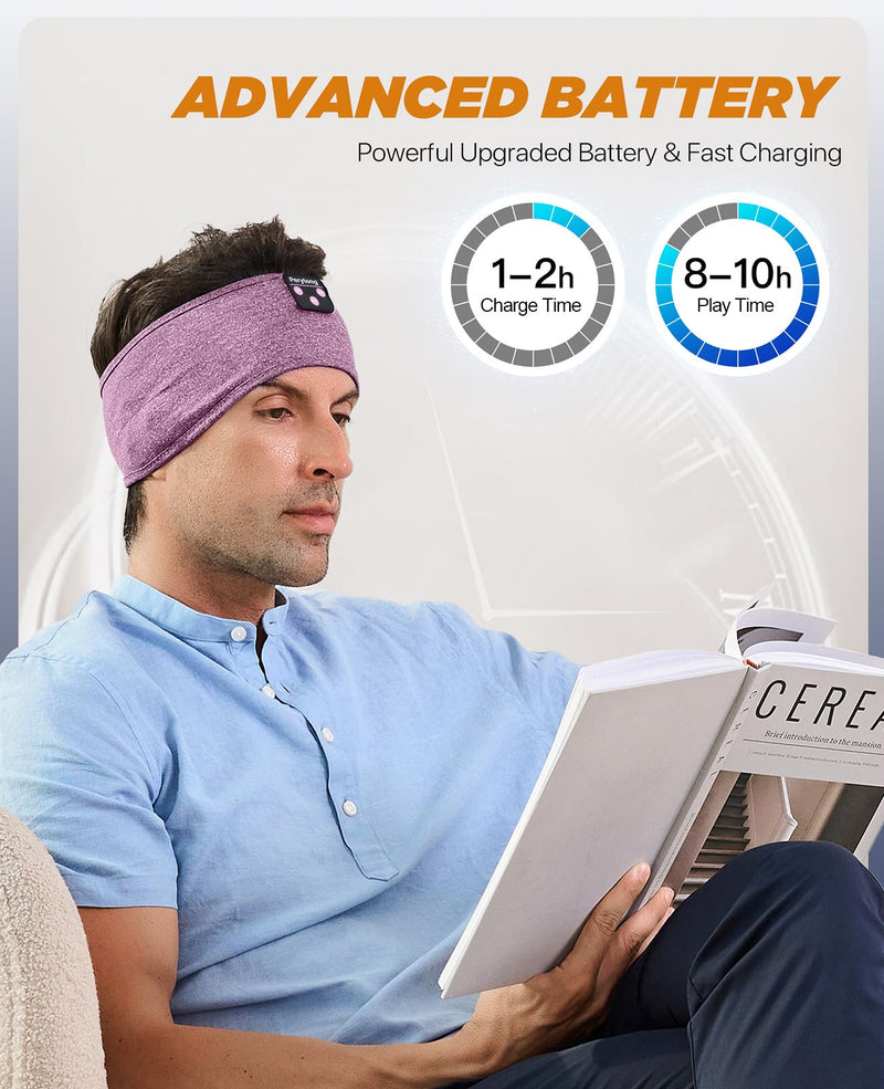 [AUSTRALIA] - Sleep Headphones Bluetooth Headband, Headband Headphones for Sleeping, Running, Yoga, Fitness, Travel, Meditation, Headphones Suitable for Side Sleepers, Gift for Men Women, Tech Gadgets 2024 CrystalPurple 