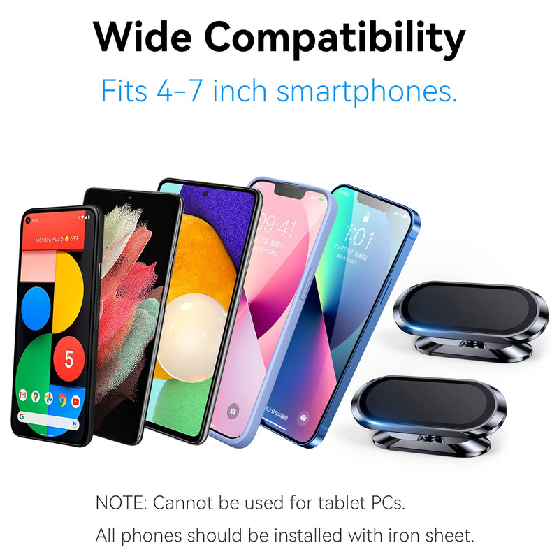 【2-PACK】Magnetic Phone Holder for Car Dash [ Super Magnet ] [ 4 Metal Plate ] Car Mount for Iphone Magnetic Car Mount for Cell Phone [ 360° Rotation ] Universal Dashboard Carmount Magnetic Phone Mount Black