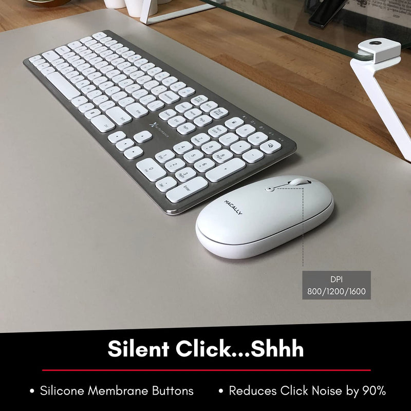 Macally Wireless Bluetooth Mouse for Laptop and Desktop PC - Simple Rechargeable Wireless Bluetooth Mouse for MacBook Pro Air, Mac iPad, Android - Compatible Apple Mouse Wireless Silent Quiet