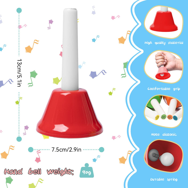 [AUSTRALIA] - Hand Bells, 8 Note Musical Handbells Set with 17 Songbook Musical Toy Percussion Instrument for Toddlers Children Kids for Children's Day Family Activity School and Church (Upgraded Edition) 