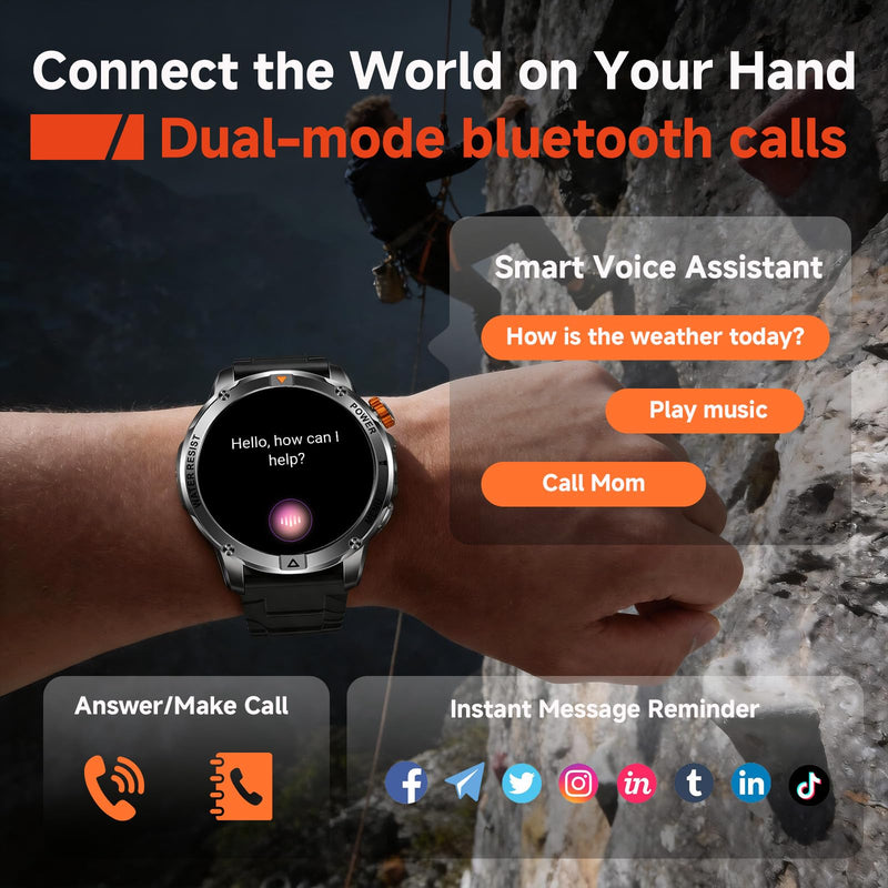 KPEP Smart Watch for Men (Answer/Make Call) - 1.53" HD Military Smartwatch | 100 Days Extra-Long Battery Life Fitness Tracker, Flashlight/100+Sports/Heart Rate/Sleep Monitor/IP68 Waterproof Android iOS
