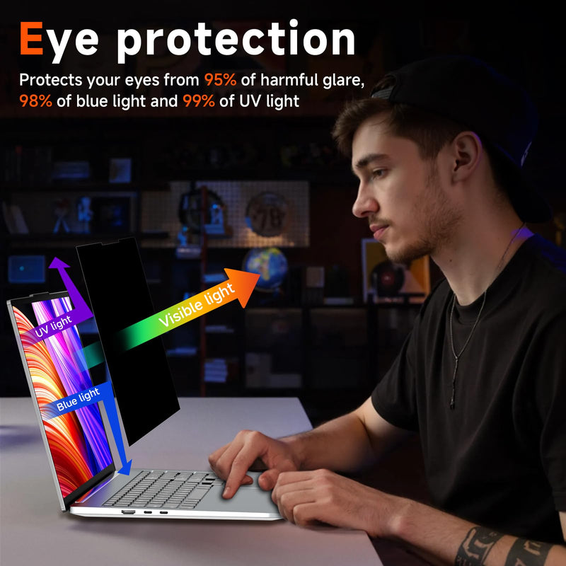 Laptop Privacy Screen 14 Inch Magnetic(16:10 Aspect Ratio) Removable | Anti Spy Blue Light Glare Laptop Privacy Screen Filter Matte for Dell/Hp/Acer/Lenovo/Samsung/Asus/ThinkPad 14 Inch with 16:10 Aspect Ratio