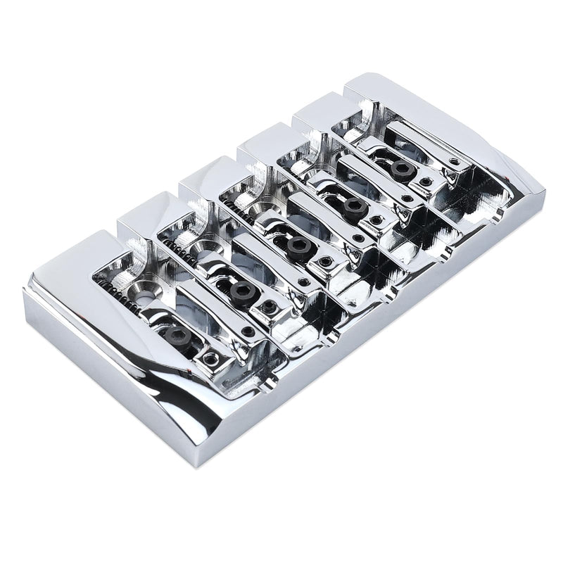 Brass Electric Bass Bridge 5 String Bass Hardtail Bridge 18mm String Spacing Compatible with 5-string Electric Bass Replacement Parts Chrome