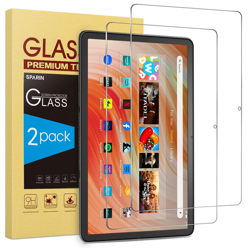 SPARIN 2 Pack Screen Protector for Amazon Fire HD 10 Tablet (2023/2021,13th/11th Generation) /Fire HD 10 Plus/Fire HD 10 Kids/Kids Pro Tablet 2021, 9H Hardness Tempered Glass Guard for Fire 10