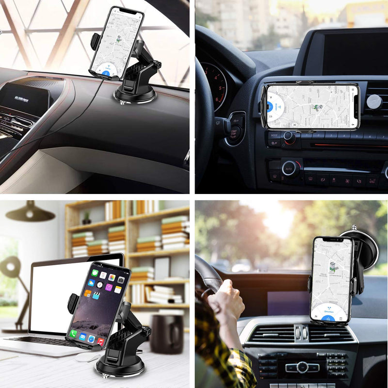 Wireless Car Charger,15W Qi Fast Charging Auto-Clamping Air Vent Windshield Dashboard Car Phone Mount,Long Arm Suction Cup Holder for iPhone Samsung LG Black-2