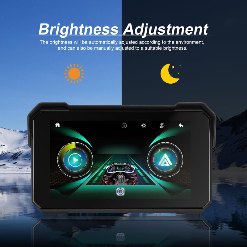 CAMECHO Motorcycle Carplay Screen, Wireless CarPlay Android Auto for Moto, 5" Waterproof Touchscreen Portable Car Stereo Support Dual Bluetooth, Siri, Google Assistant