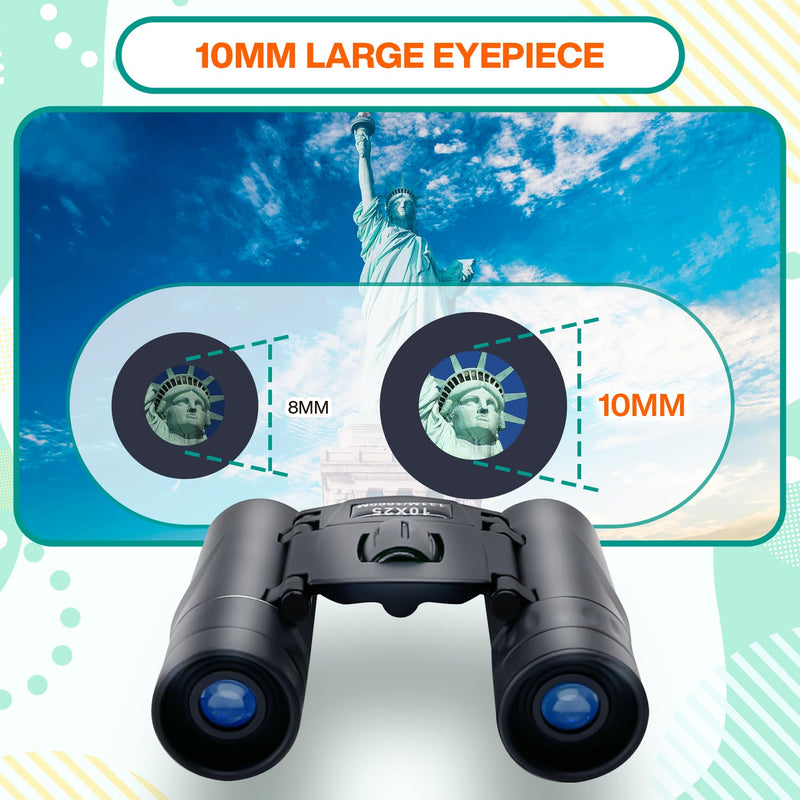 (2 Pack) 10x25 Compact Binoculars for Adults Kids, Binoculars for Concerts and Bird Watching Cruise Ship Essentials Hunting,Waterproof Binoculars with Low Light Night Vision 2 Pack