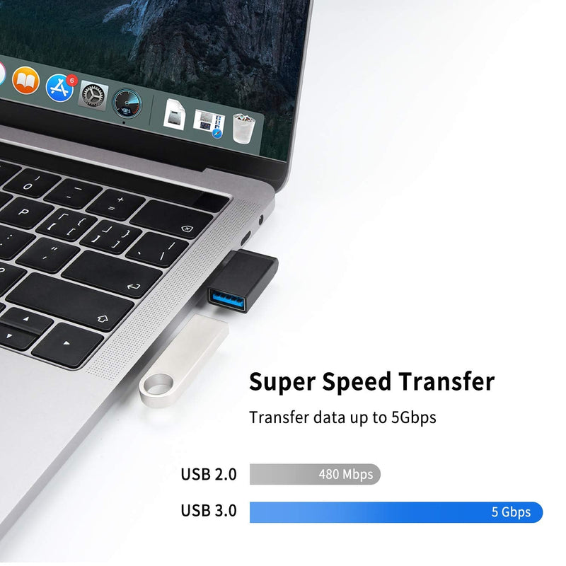 Right Angle USB C to USB Adapter(3-Pack),UseBean Aluminum 90 Degree USB-C to USB 3.0 Converter,Thunderbolt 3 to USB A Female Connector,Type C OTG for MacBook Pro 2020, iPad Pro,Samsung Notebook 9