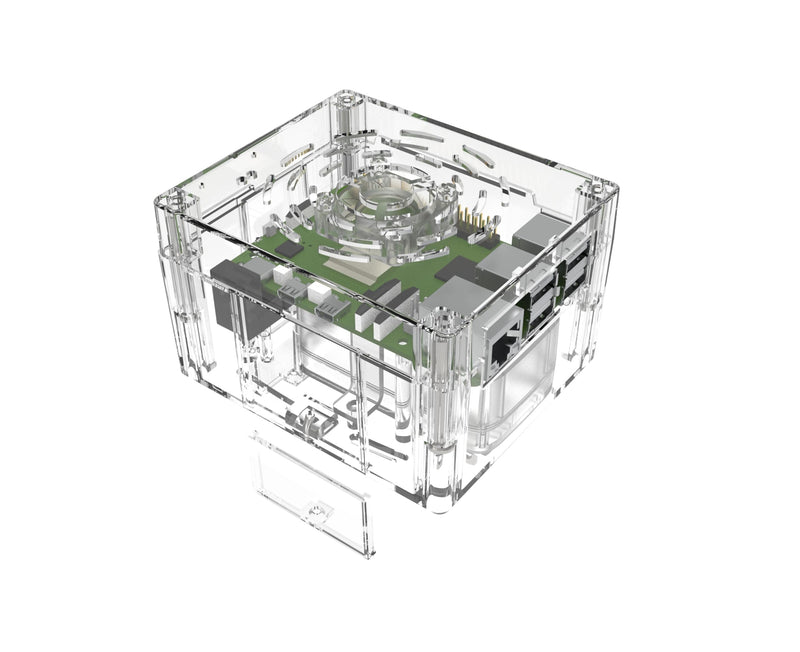 Vilros Plug 'n' Pi for Raspberry Pi 5-A Raspberry Pi Fan Cooled Case and Power Supply All in one Solution -Ideal for SSH-Headless Usage (Clear Transparent with RGB LEDs) Clear Transparent With RGB LEDs