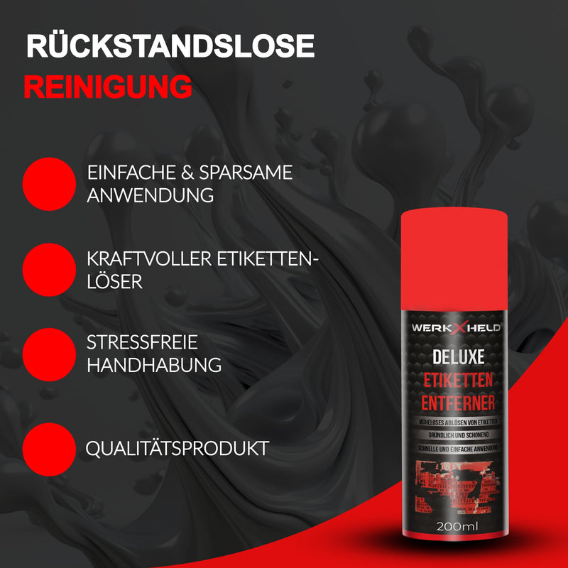 WerkXheld Label Remover Spray - The Ultimate Adhesive Residue & Adhesive Remover | Perfect Label Remover & Glue Remover for Clean Surfaces 200 ml 1x - Etikettenentferner