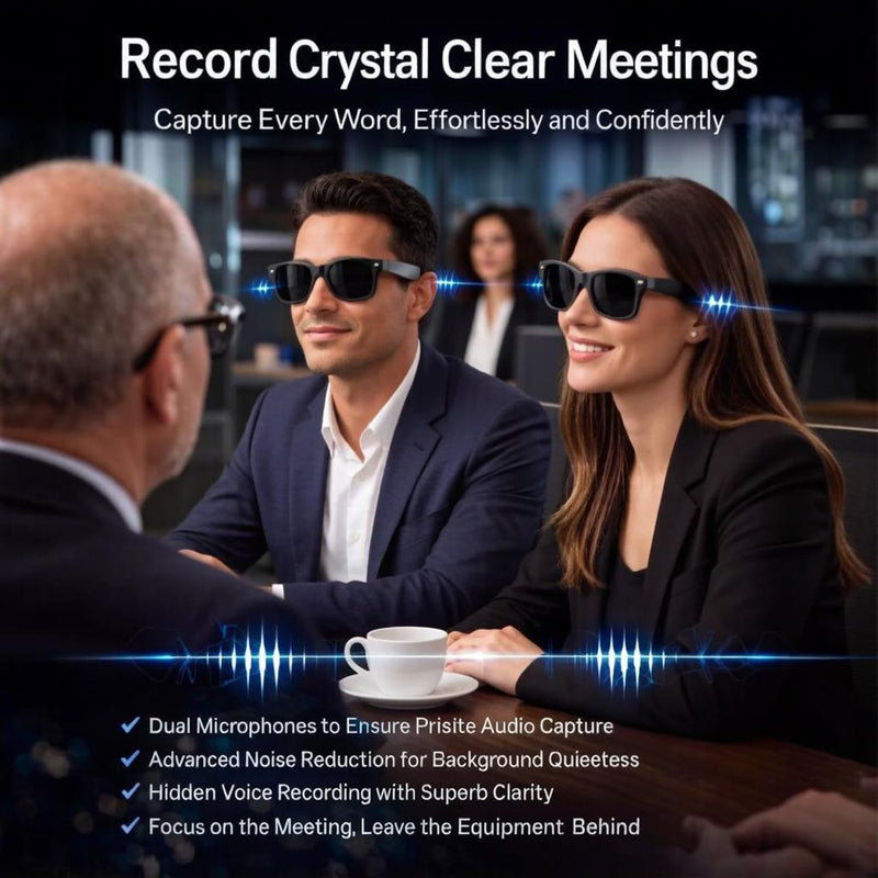 AI Smart Glasses Camera 8MP 1080P Recording Translation Open-Ear Bluetooth | 8MP Camera records 1080P POV video hands-free. Capture travel, vlogs & daily life from your first-person view.
