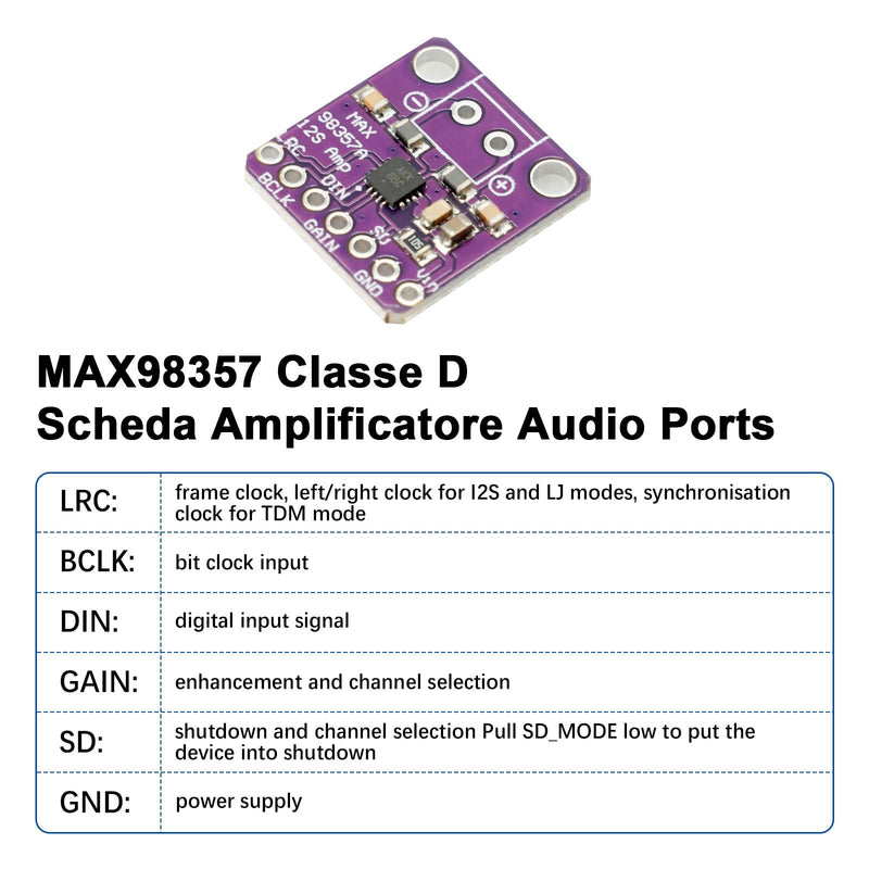 MAX98357 I2S 3W Class D Audio Amplifier Module AYWHP 3 Pieces DAC Decoder Module Audio Board I2S DAC Decoder Breakout Module Filterless Audio AMP Board for Arduino