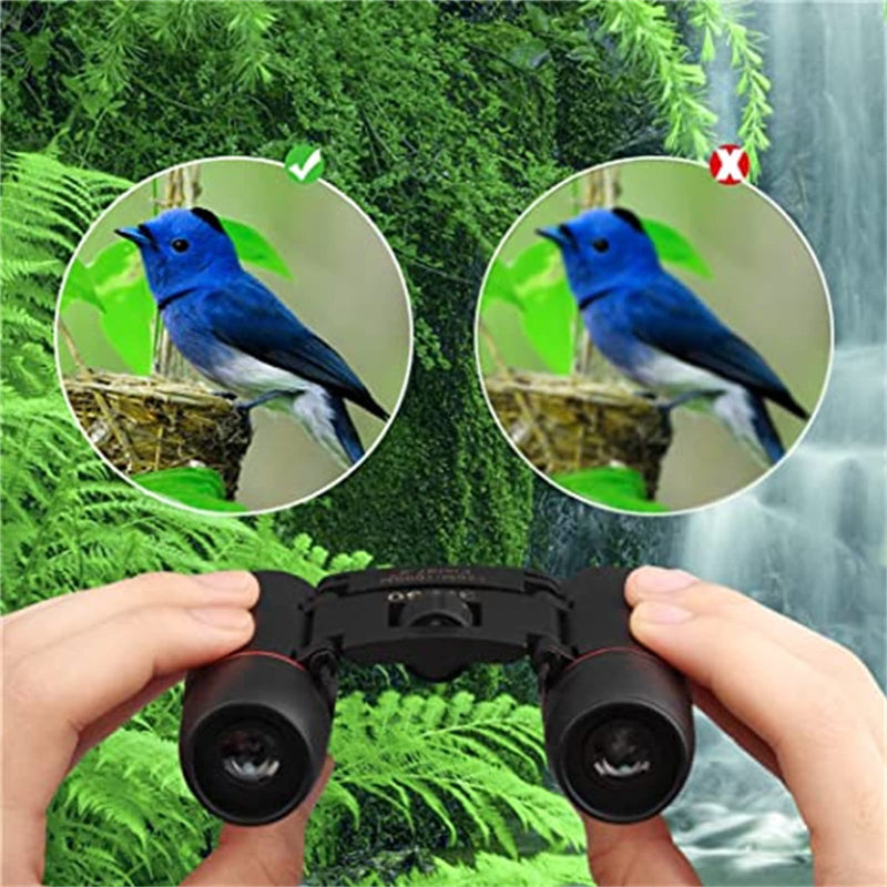 30x60 Mini Compact Binoculars for Adults, Portable Pocket Foldable Binoculars for Waterproof Bird Watching, Mountaineering, Outdoor Hunting