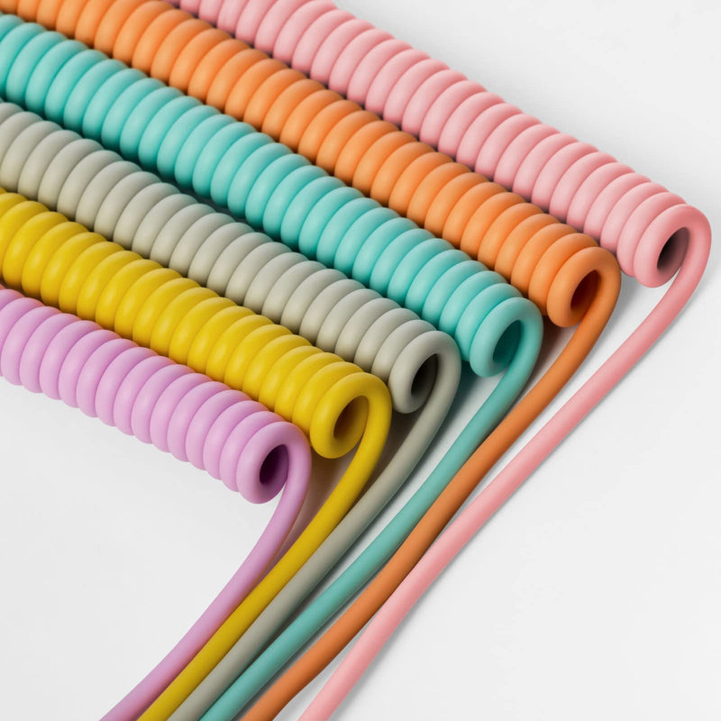 MyVolts Candycord OP-1 / OP-Z Special Audio Cable, Straight Mini Jack to Angled Mini Jack, Curly 65cm to 90cm, Mint Green Colour