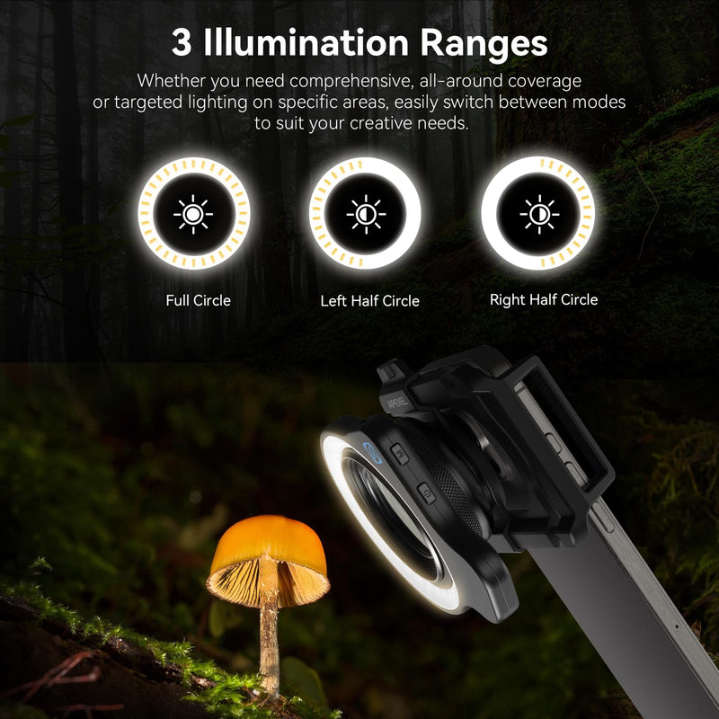[AUSTRALIA] - Evil eye 37mm+52mm Thread Macro Lens Fill Light, Portable Phone Lens Ring Light with High Power 32 LED/CRI 95+/ 45 Light Modes, Lens Attachments for All 37mm+52mm Phone Lens/Filter/Camera Lens 