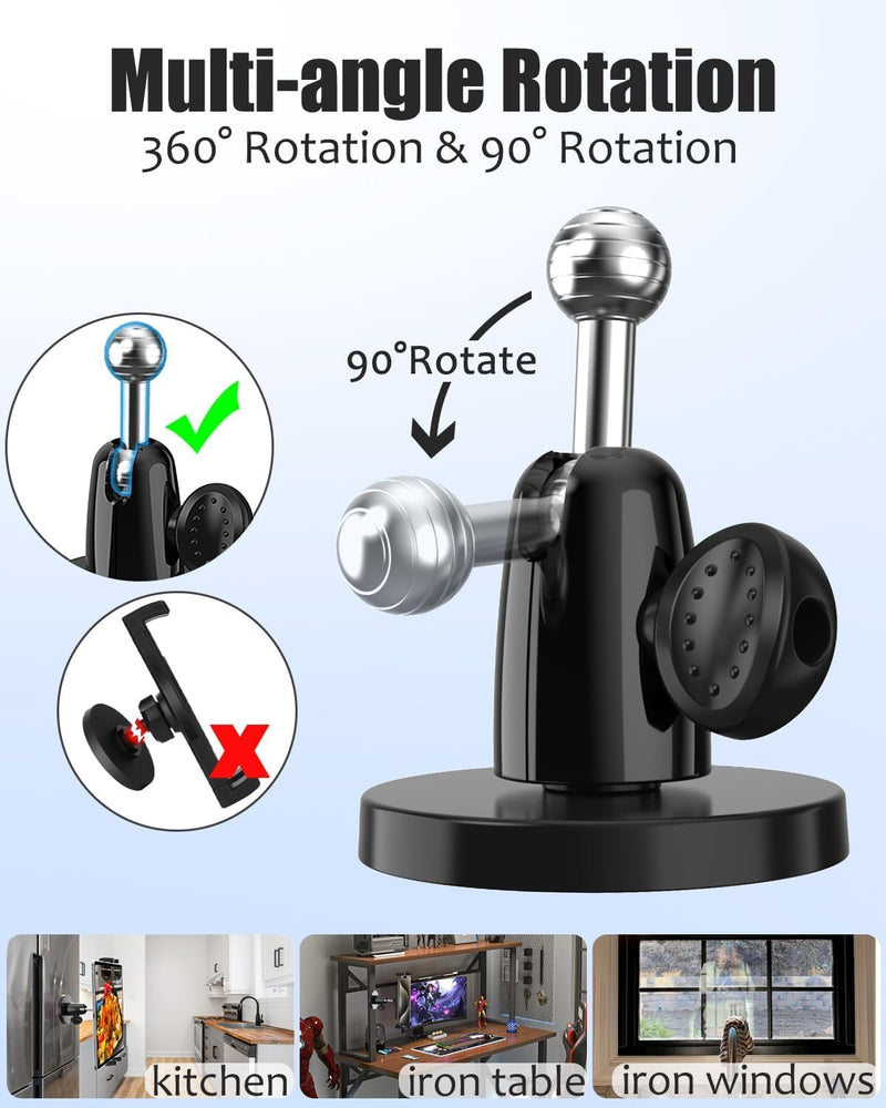 Charchendo Magnetic Portable Metal Phone Mount for Tractor [Powerful Magnet], Phone Holder for Heavy Equipment Metal Surface, Fit 17 16 15 14 13 12 Pro Plus Max Mini and 4-7" Phones with Thick Cases