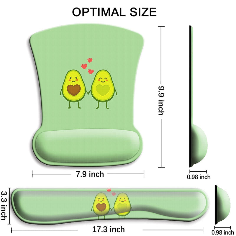 Keyboard Wrist Rest Pad and Ergonomic Mouse Pad with Wrist Support Gel Set, Non-Slip Rubber Base, Cute Mouse Pad for Easy Typing & Pain Relief, for Gaming, Computer, Office -Avocado O-Avocado