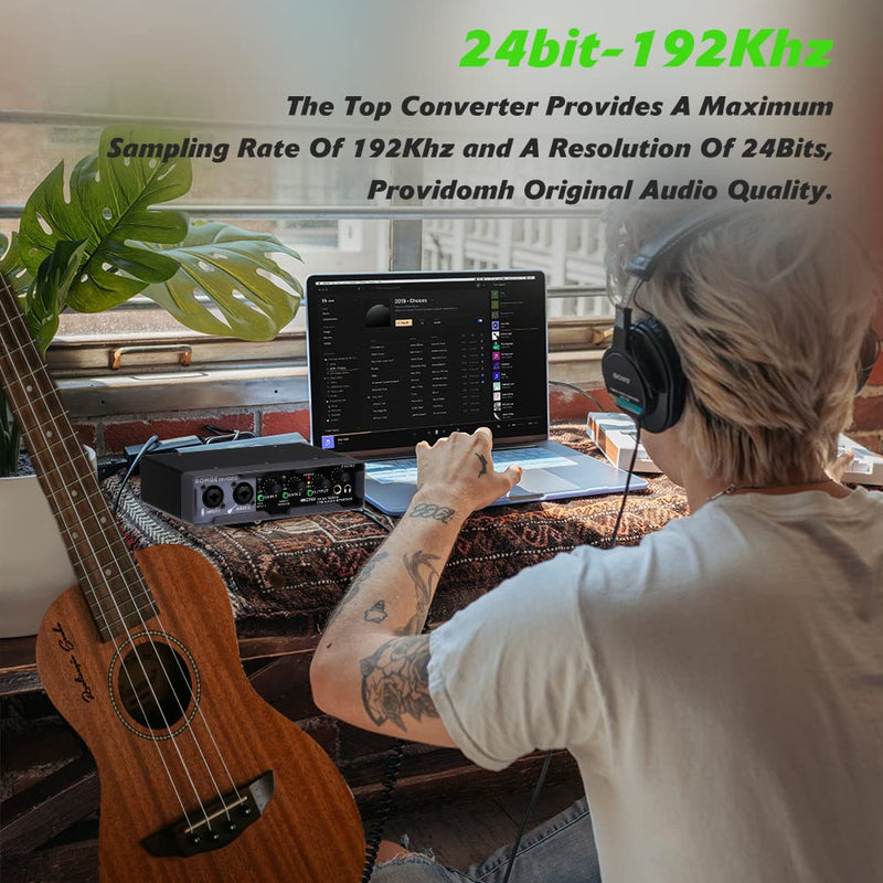 BOMGE USB Audio Interface(32bit/192 kHz) with XLR,phantom power,Direct Monitoring,Loopback for PC Recording,Streaming,Guitarist,Vocalist and Podcasting