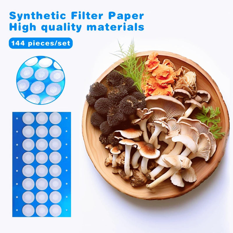 Mason Jars High Quality Pack of 144 Filter Paper Stickers - Strong Adhesion, Ideal for Mushroom Growing, Perfect Mouth Bands