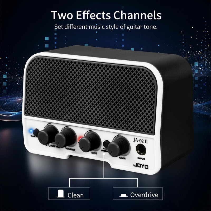 JOYO Mini Guitar Amplifier 5W Electric Guitar Amp Small Practice Amp with Bluetooth Clean & Overdrive Channels Portable Rechargeable (JA-02 II Black)