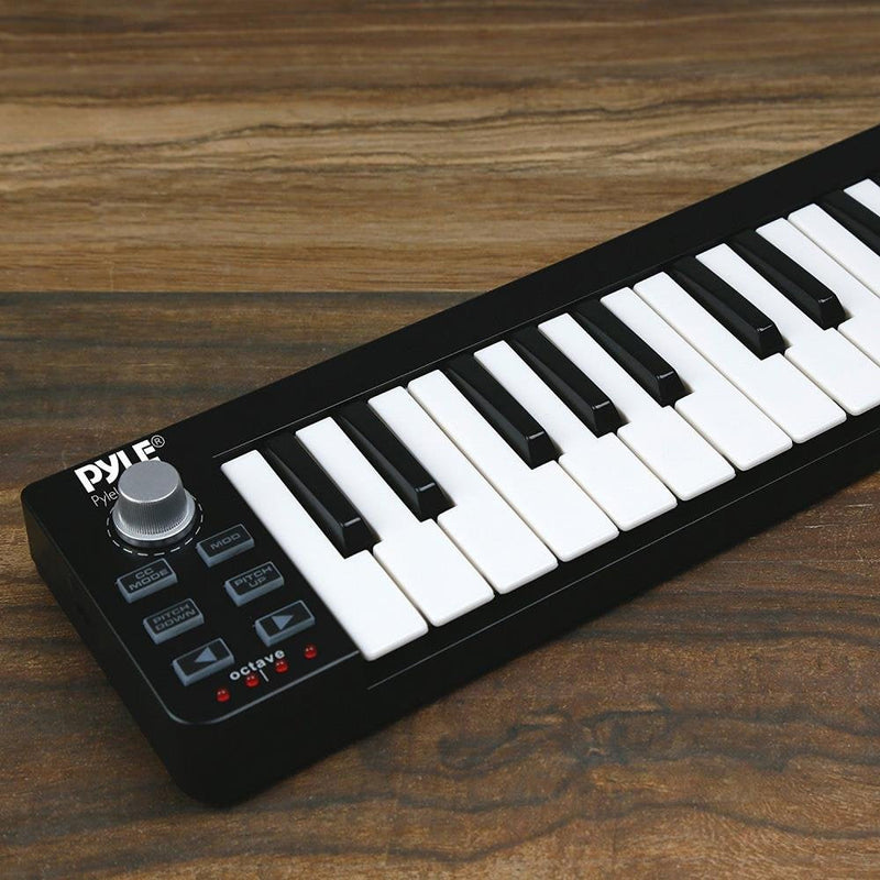 Pyle USB MIDI Keyboard Controller - Upgraded 25 Key Portable Audio Recording Workstation Equipment - Hardware Buttons Control any DAW Software for Computer Music Production - PMIDIKB10_0