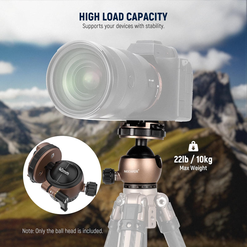 NEEWER Tripod Ball Head Mount Adapter, Low Profile Tripod Head Camera Ball Mount, Quick Lock with 1/4" QR Plate Compatible with Peak Design Capture Camera Clip, 360° Pan 90° Tilt, Max Load 22lb, GM32