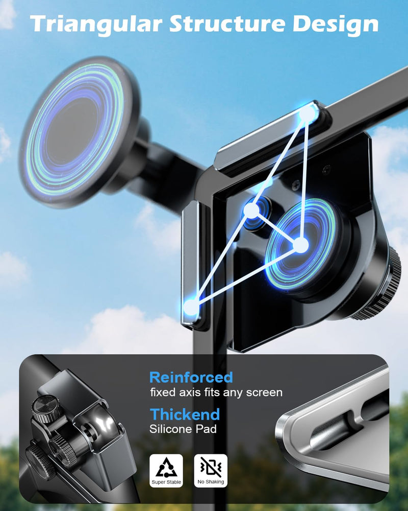 CloudValley Upgrade Phone Mount Car Holder for Tesla Model Y/3 | 【Extendable Metal Holder】 Design for MagSafe Car Accessories for iPhone, Magnetic Phone Holders, Strong Magnet for 3/Y/S/X Magnetic Mount-Black
