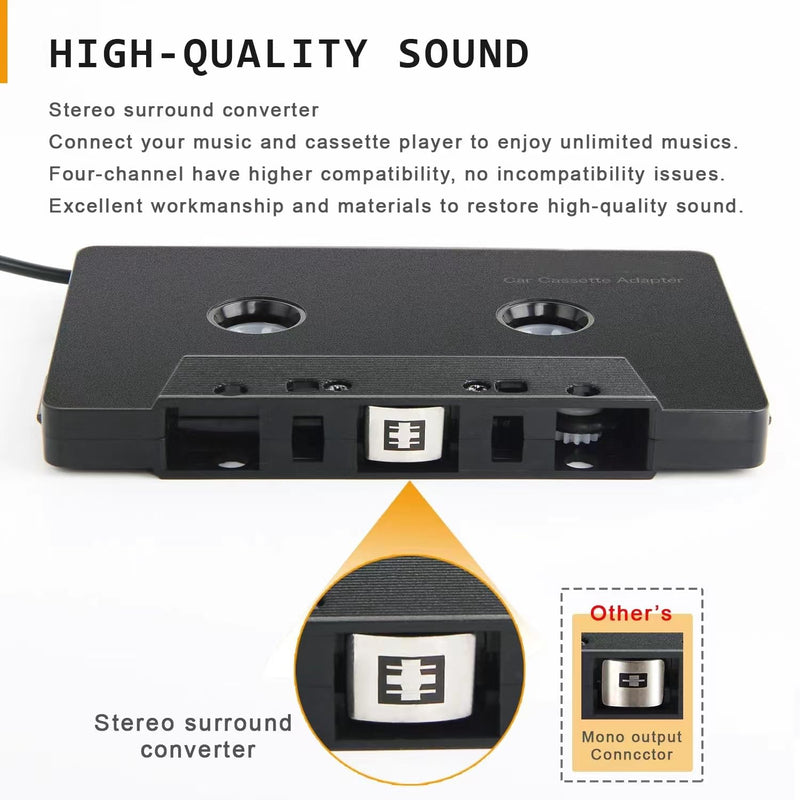 Car Audio Bluetooth Wireless Cassette Receiver, Bluetooth 5.0 Car Audio Stereo Cassette Vehicle Tape Converter Cassette Work While Charging Support TF Card