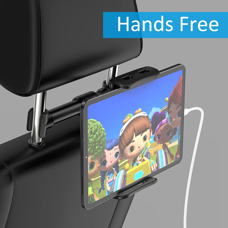 Car Headrest Backseat Mount,Phone/Tablet Car Mount, Adjustable Devices Holder for 4-11 inch Tabltes/Phones, Compatible for iPhone 14 13 12 11 Pro Max, S22,S21, iPad Air,Tabs Black