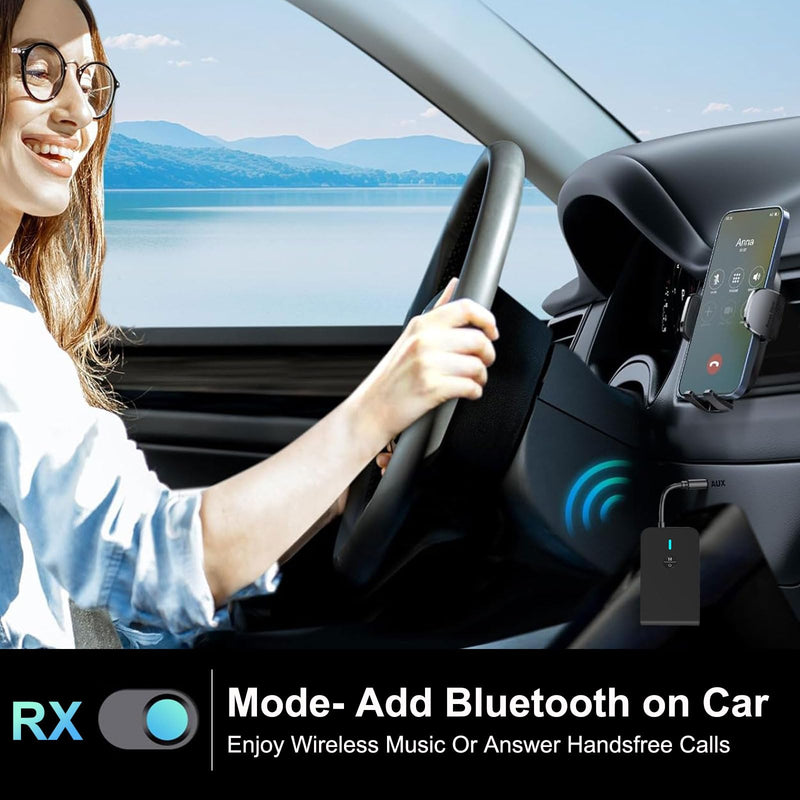[AUSTRALIA] - Bluetooth Transmitter for TV PC, 2 in 1 Bluetooth Audio Adapter Music Receiver (3.5mm Jack Cable, Low Latency,Built-in Microphone) Wireless Transmitter for Home Stereo/Car/Airplane/Boat/Gym/MP3/MP4 